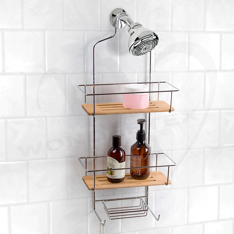 Wire with Bamboo Shower Caddy