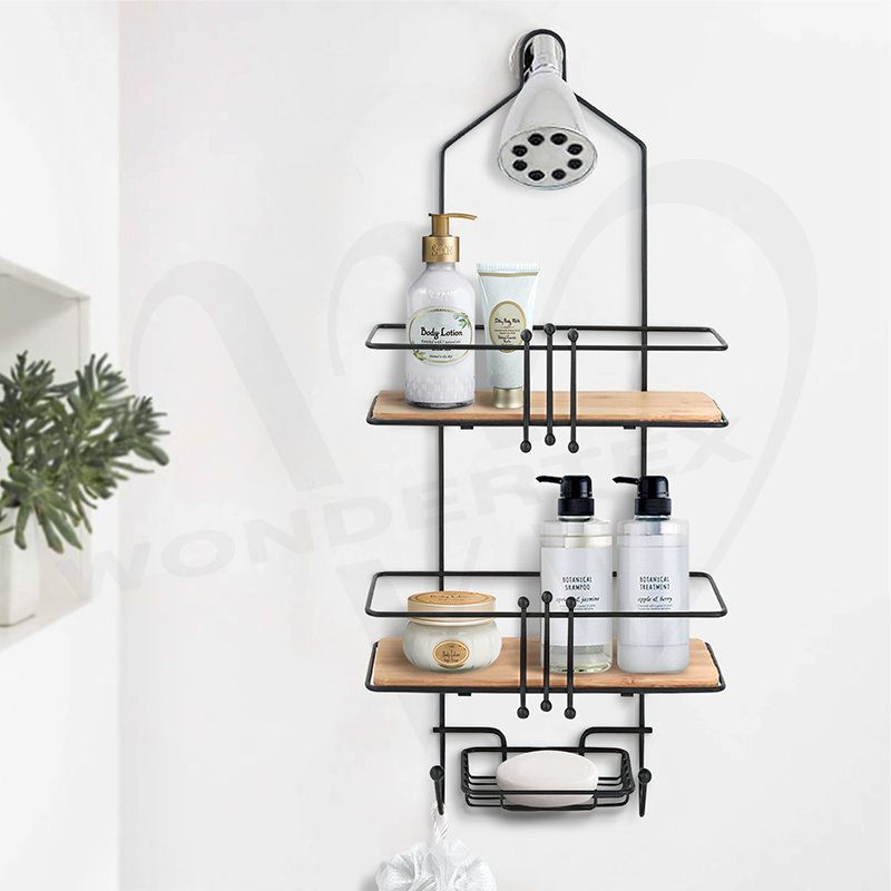 Wire with Bamboo Shower Caddy